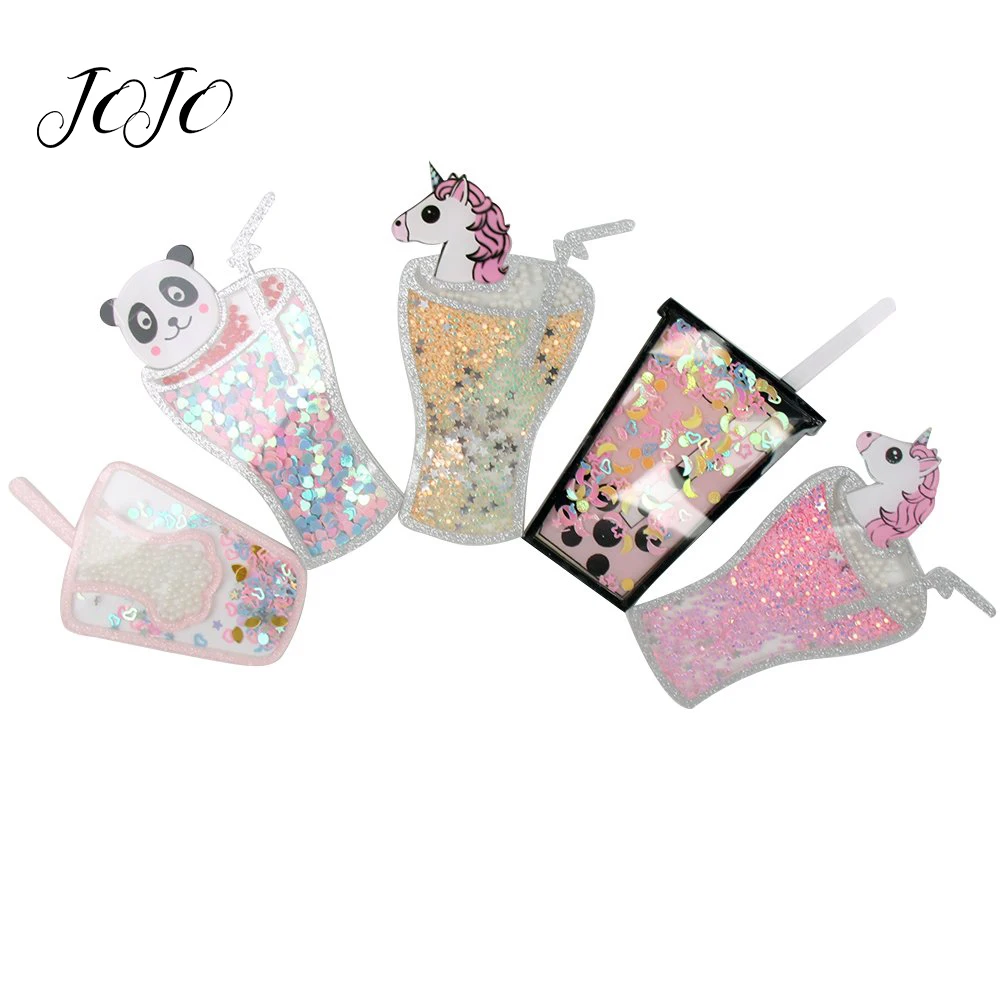 

JOJO BOWS 1pc Flatback Resin Patch For Craft Unicorn Panda Drink Cup Quicksand Accessories For Decor Apparel Phone Case Sticker