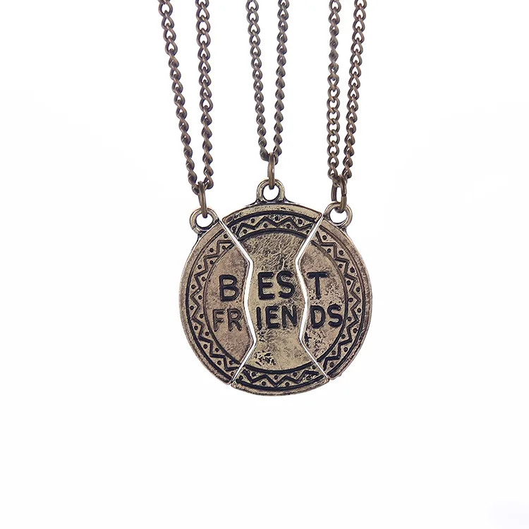 Best друзья 3 BFF круглый Цепочки и ожерелья Винтаж кулон Jewlery подарки для детей