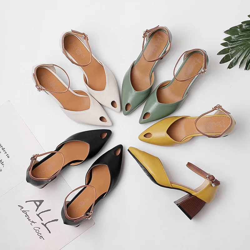 MORAZORA/ г., новые модные стильные туфли-лодочки женская обувь летние туфли с пряжкой и вырезами Женские модельные туфли на высоком квадратном каблуке