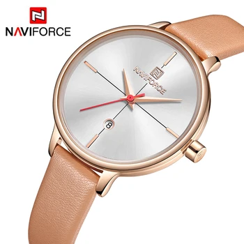 

NAVIFORCE Women Simple Style Watches Lady Fashion Luxury Quartz Watch Classic Casual PU Watchband Wrist Watch Relogio Feminino