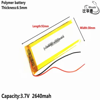 

Liter energy battery Good Qulity 3.7V,2640mAH,653892 Polymer lithium ion / Li-ion battery for TOY,POWER BANK,GPS,mp3,mp4