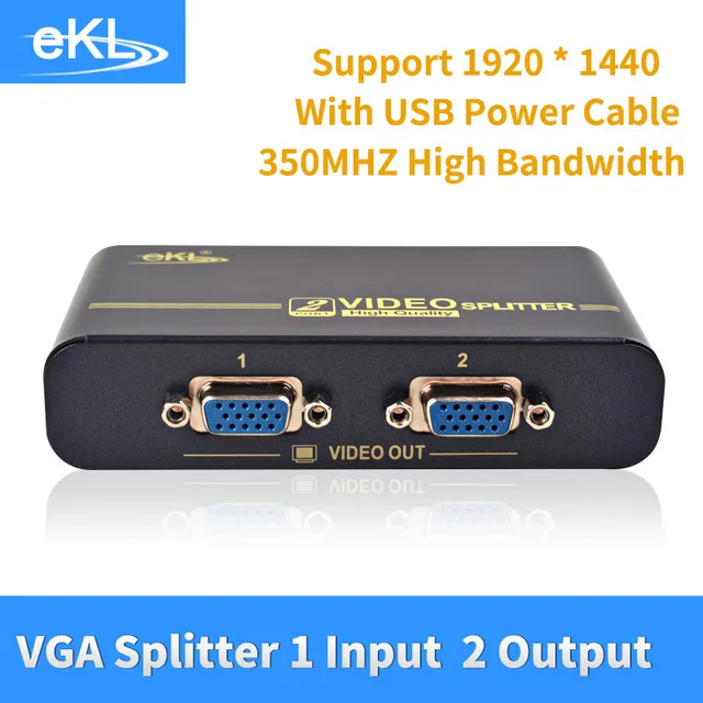 EKL 1 to 2 ports VGA video splitter duplicator 1 in 2 out