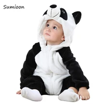 Детский комбинезон для маленьких мальчиков и девочек; комбинезон для новорожденных; одежда для малышей с капюшоном милый комбинезон костюмы для малышей с пандой