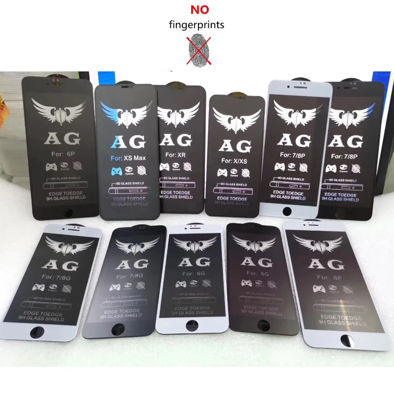 500 шт 9H Матовый Полный Чехол закаленное стекло Защита экрана для iPhone X XS MAX XR 8 7 6s 6