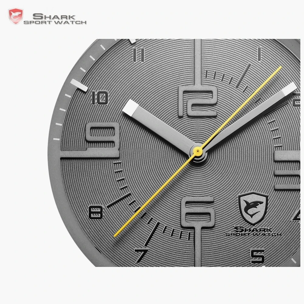 Bahamas Saw SHARK Sport Watch Grey Relogio Masculino Simple 3D Special Long Second Hand Men Male Quartz Leather Band Clock/SH571