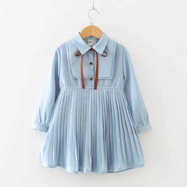 

Kids Fashion Bow Tie Korean Girl Dress Long Sleeves Lovely Fold Dress