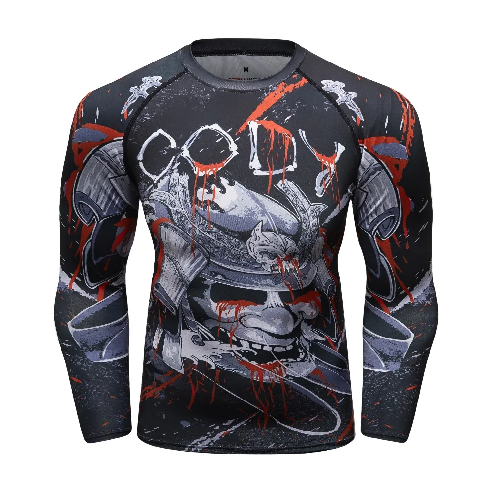 

Men's Compression Shirt Rashguard Long Sleeve 3D Print Jiu Jitsu T-shirts MMA Fitness Male Quick Dry Bodybuilding Crossfit Tops