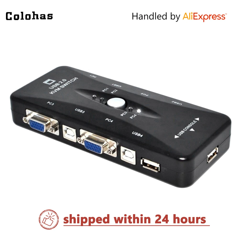 Colohas 4 Порты и разъёмы USB 2.0 kvm-переключатель VGA/SVGA Splitter Box Hub селектор адаптер 1920x1440 подключения принтера клавиатура Мышь Мониторы