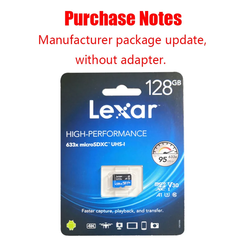 Lexar 512 ГБ micro sd карта 633x microSDXC UHS-I карты памяти Макс 100 м/с класс 10 A2 для 1080p full-HD 3D и 4K видео