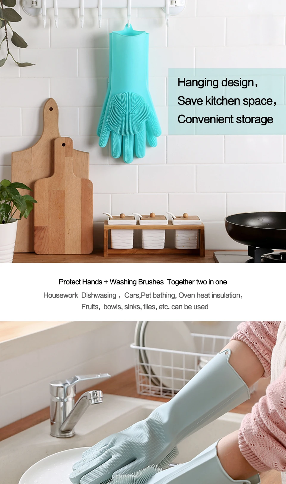 SILIKOLOVE Magic Silicone Dish washing Gloves kitchen accessories Dishwashing Glove Household Tools for Cleaning Car Pet Care Hair Grooming Brush_01
