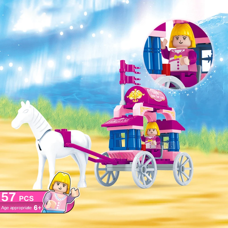 

GOROCK Building Blocks Pink princess small carriage Bricks Model Educational Blocks Toys Kids Children Compatible With Legoe