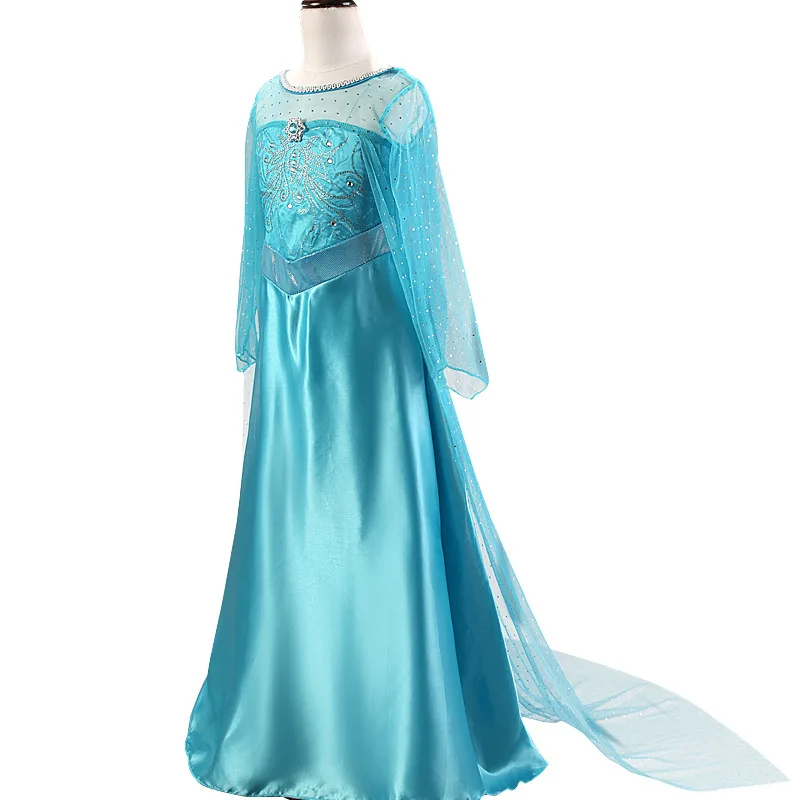 Frozen Queen Elsa Dress Long-sleeved Dress Girls Cartoon Cosplay Costume Party Dress Birthday Princess Dress Girl Clothes