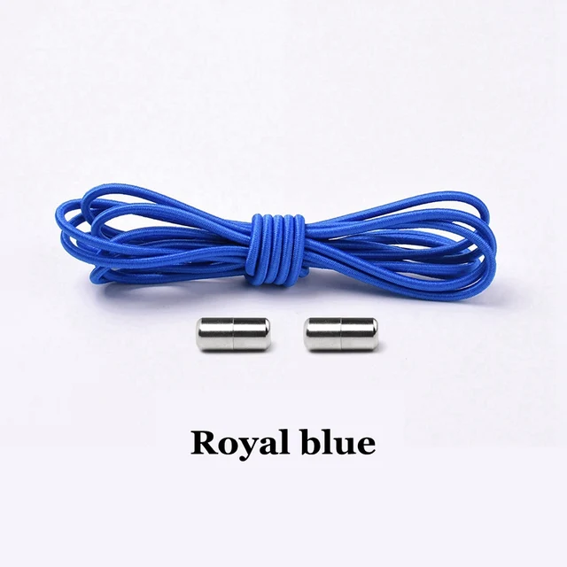 1Pair Elastic Shoelaces Round No Tie Shoe laces Sneakers Shoelace Kids Adult Rubber elastic Laces Lock One Size Fits All Shoes Royal blue