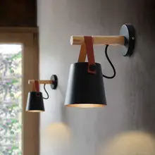 Nordic светодиодный настенный светильник дерево висит бра современный прикроватный для гостиная ресторан