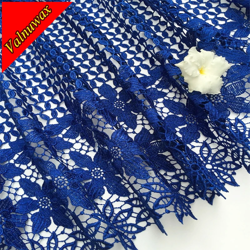 

African Lace Fabric Mesh New Arrival royal blue Color african cord Lace Guipure lace Fabrics High Quality For Wedding -YJ