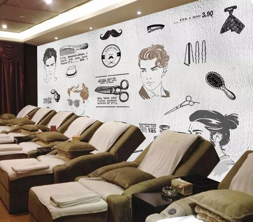 Рекламные обои популярная прическа моделирование конструкции парикмахерские наряд установка стены