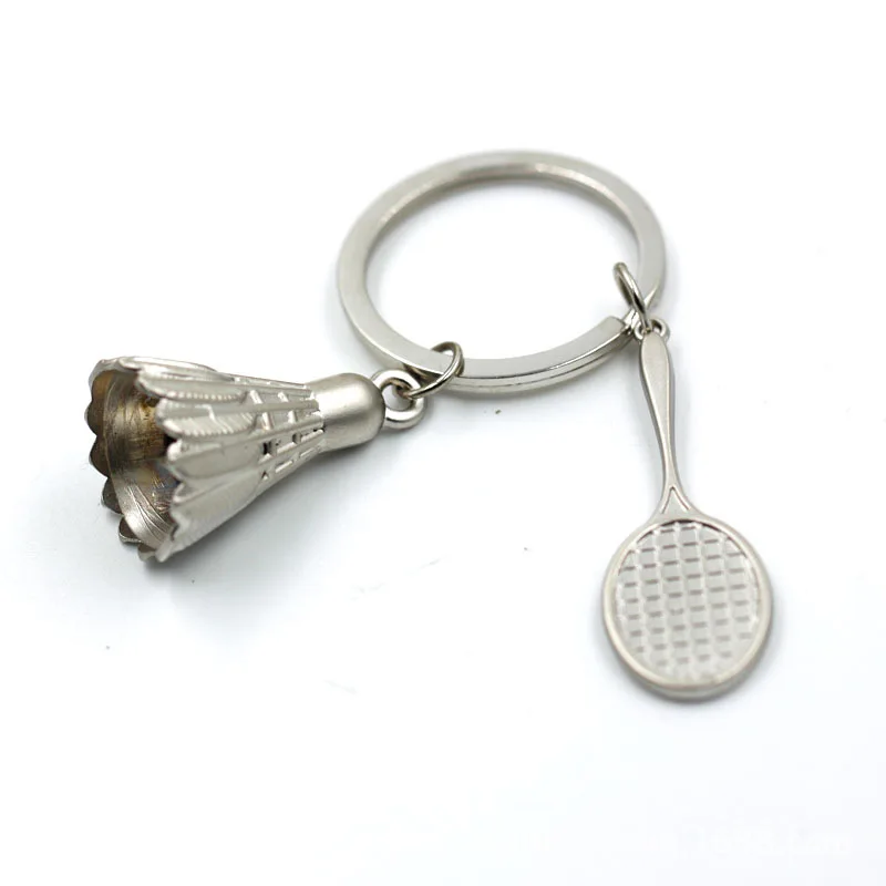 1 PC High Quality Alloy Creative 3D Badminton Keychains Racket Keychain