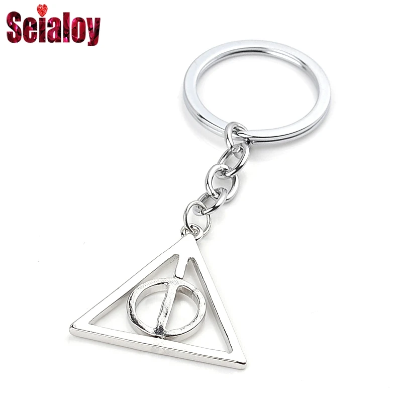 

SEIALOY Hot Sale New Harri Pot Surrounding Keychain Death Sacred Retro Triangle Middle Rotatable Key Chains gift