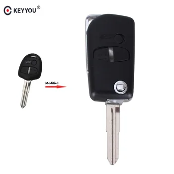 

KEYYOU Replacement 3 Buttons Flip Remote Contol Car Key Shell For MITSUBISHI Pajero Triton Lancer Evo Key Case Left Blade