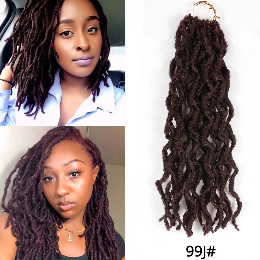 Leeons, вязанные крючком волосы, косички, 12/18 дюймов, faux Locs CURLY, синтетические волосы, предварительно петля, волосы кроше для наращивания, богиня, Nu Locs, коричневый, черный - Цвет: # 99J