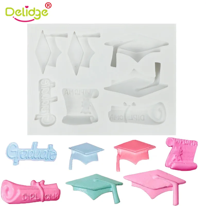 

1 Pc Graduation Doctor Hat Fondant Silicone Mould DIY Baking Tool Cake Decoration Scroll Certificate Sugar Mold