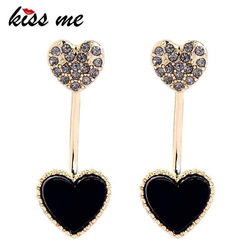 

KISS ME Lovely Heart Earrings Elegant Fashioin Resin Crystal Earrings for Women Korean Jewelry