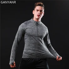 Ganyanr бренд Бег футболка Для мужчин спортивная одежда с длинными рукавами Теннис бег Фитнес футболки Slim Fit Quick Dry тренажерный зал спортивные