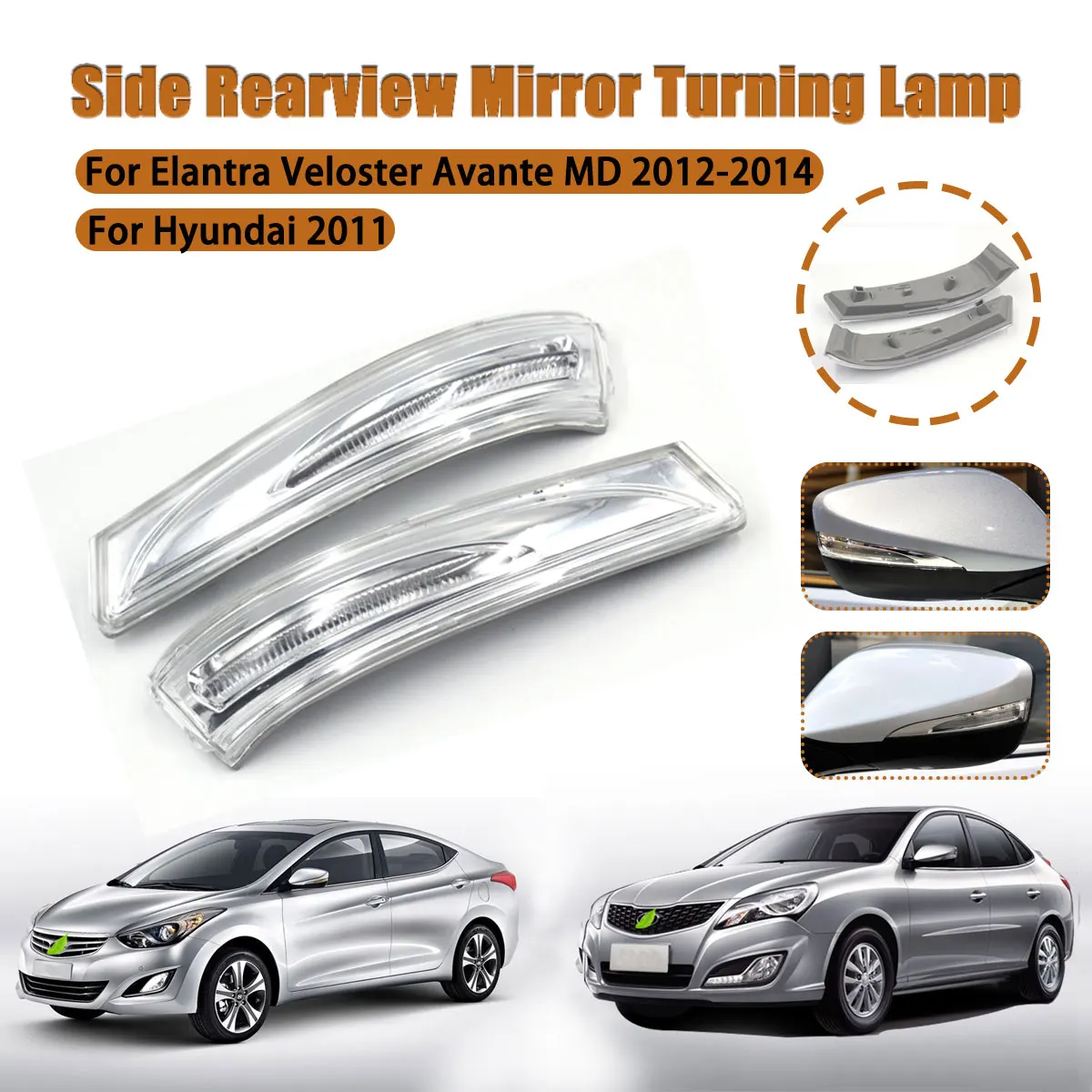 

Rear View Rearview Side Mirror Glass Turn Signal Lamp Light For Hyundai 11+ Elantra Veloster Avante MD 2011 2012 2013 2014 2015