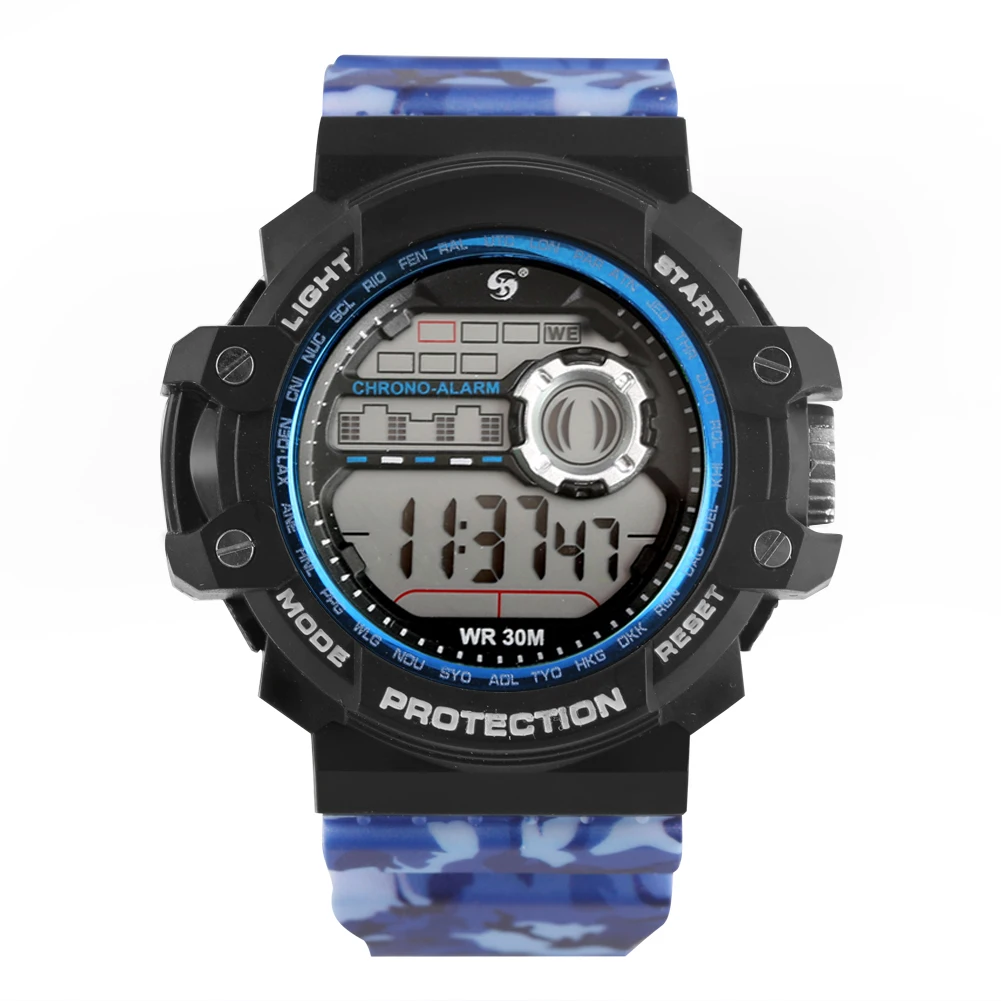 

Fashion Digital Sport Quartz Watch for Student Camouflage Electronic Waterproof Watches Luminous Function Calendar Display