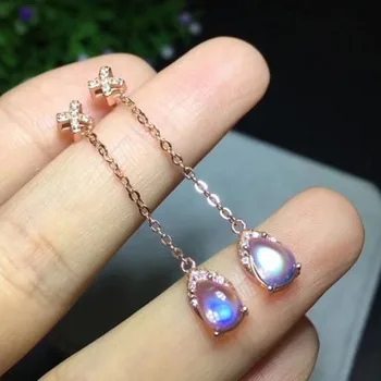 

Fidelity natural 5*7mm moonstone drop earrings s925 silver fashion fine jewelry for women party Natural blue gemstone