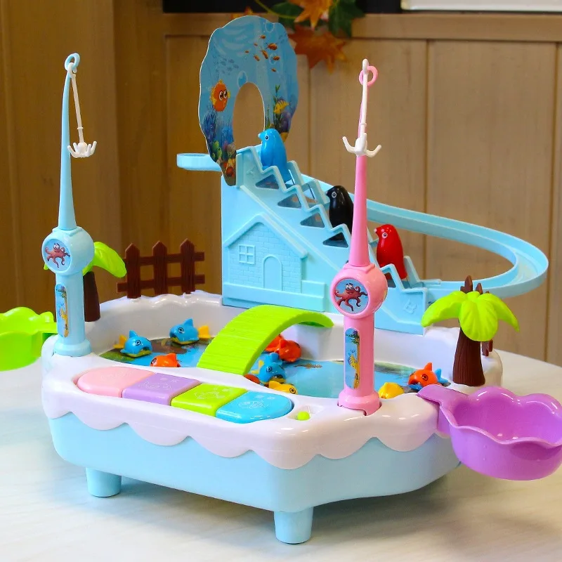 remarkable  Electric magnetic fishing toy 3-6 years old penguin climb stairs music light play interactive educa