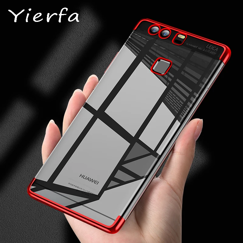 

Huawei P9 Transparent Plating case for huawei P9 plus case Ultra thin soft TPU electroplate back cover for huawei p10 lite plus