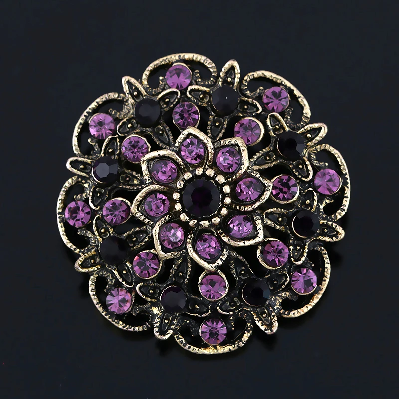 100 PCS/LOT Wholesale Crystal Rhinestones Flower Brooches for Women in