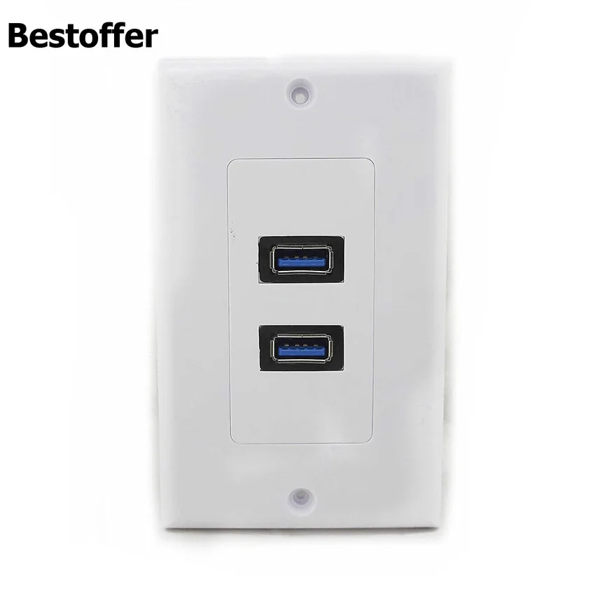 

Dual 2-Ports USB 3.0 Socket Charger Receptacle Outlet Wall Face Plate Panel
