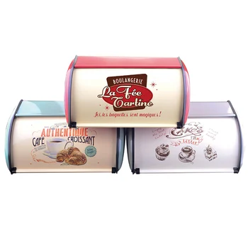 

Metal Bread Box Bin Kitchen Storage Containers Home Kitchen with Roll Top Lid Ripostiglio per la conservazione del pane UYT