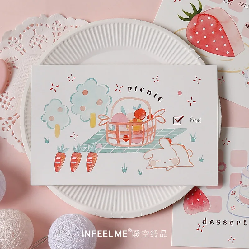 3set/lot Cute One meal a day Greeting Cards Postcards Birthday Letter Business Gift Card Set Message Card