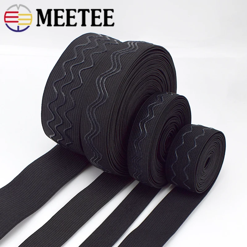 

Meetee 2/5/10meters 2-4cm Non-slip Elastic Band Wave Silicone Elastic Webbing Belt DIY Sport Clothes Wrist Guard Sew Accessories