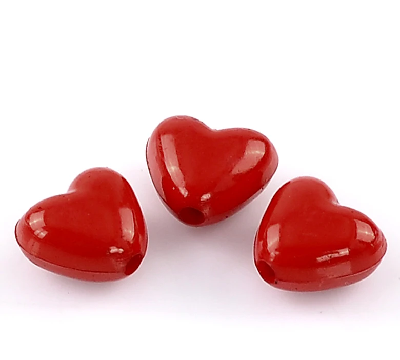 

DoreenBeads Acrylic Charm Beads Love Heart Red 11x10mm,50PCs 2015 new