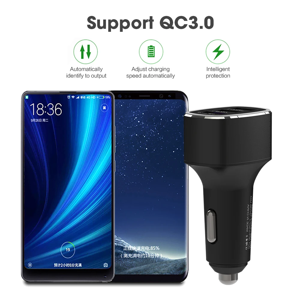 Автомобильное зарядное устройство SIKAI Quick Charge 3 0 с разъемом USB для iPhone Xiaomi Huawei Samsung