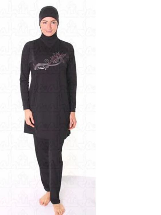 Мусульманский Исламский хиджаб купальник закрытый Купальник костюм черный красный - Цвет: Серый