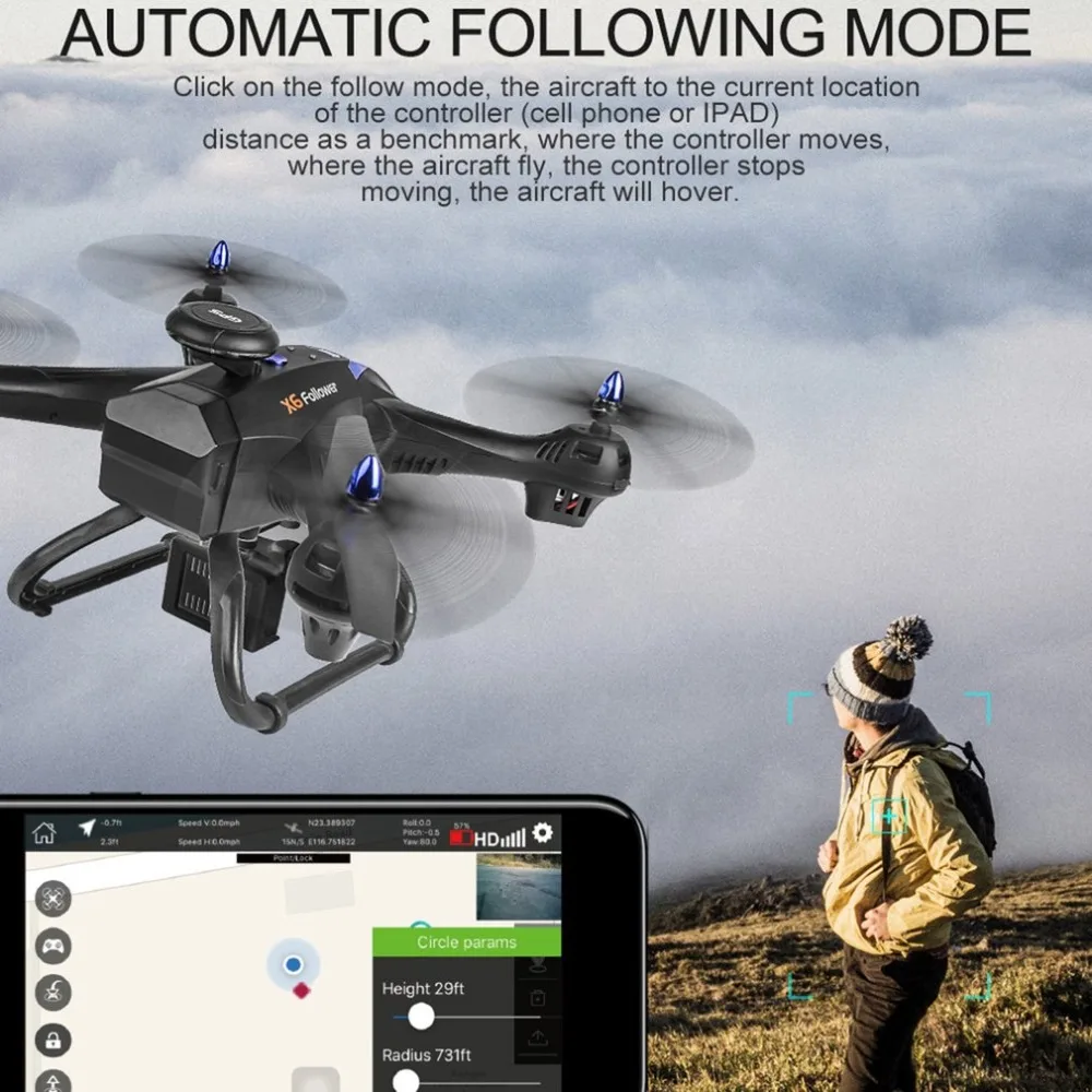 

OCDAY X183S RC Drone with 720P/ 5G Camera Headless Mode Altitude Hold One Key Return Mini Remote Control GPS Quadrocopter