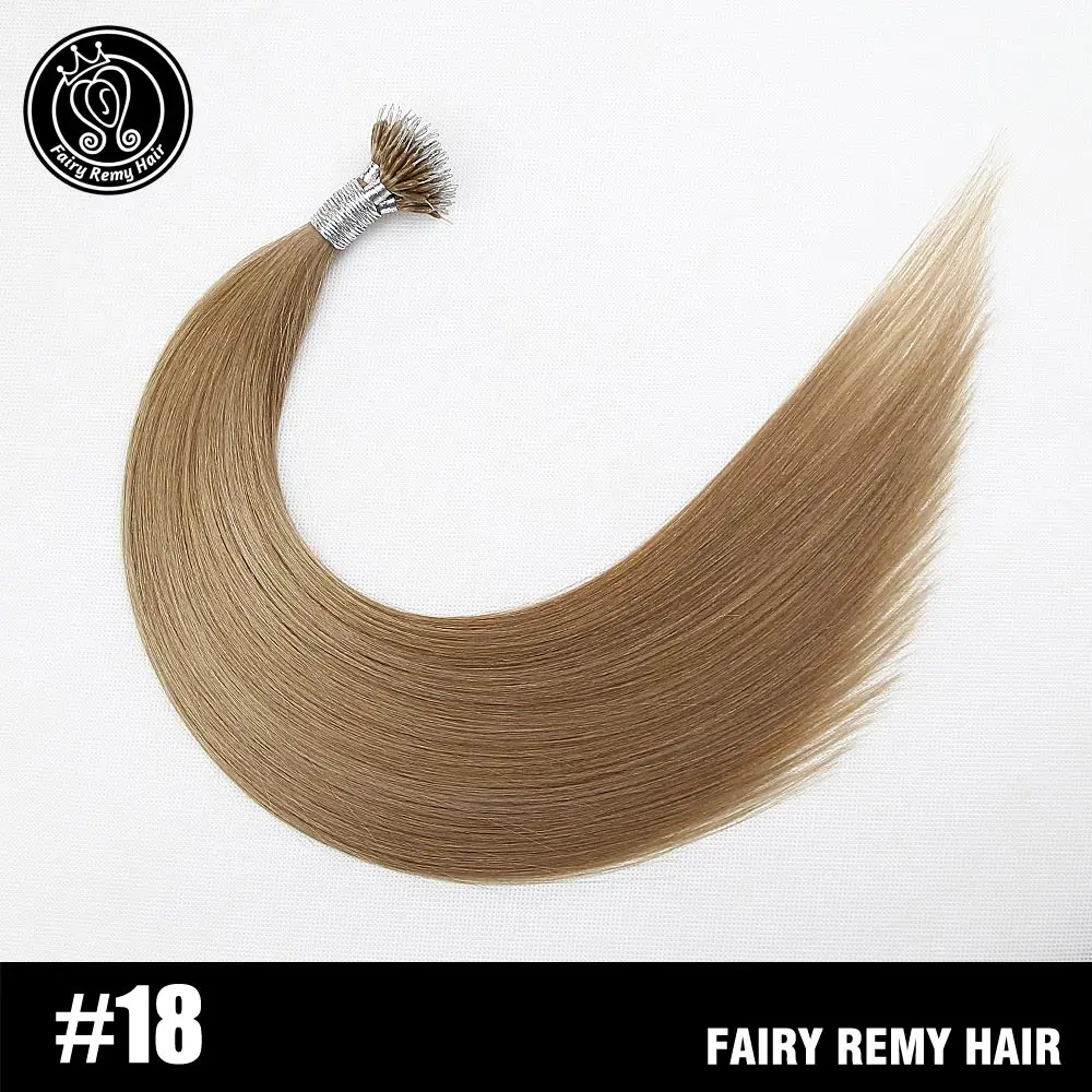 Nano Hair Extensions Keratin Micro Beads Real Remy Hair On Capsule Dark Ash Blonde#18 0.8g/s 40g 16-22 Inch Fairy Remy Hair - Color: #18