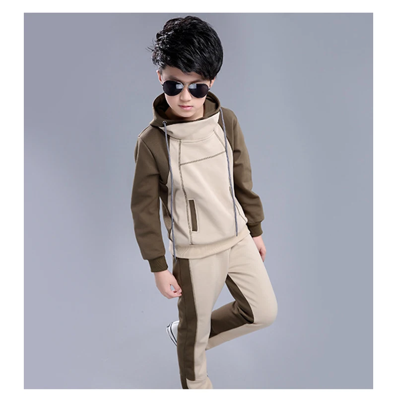 Boy Hooded Tracksuit Clothes set Kids Spring&Autumn Cotton School  Uniform Sport Suit Boys Clothing Sets 4 6 8 10 12 14 year 