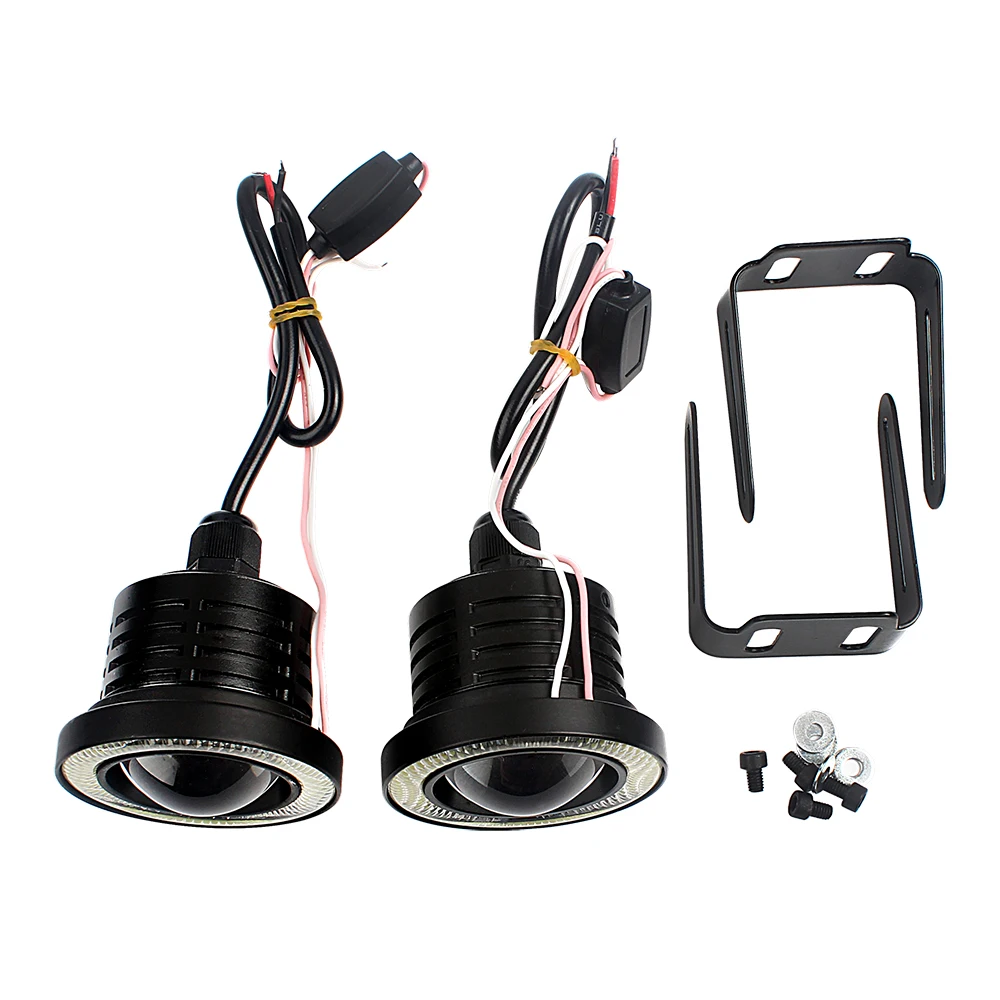 

2Pcs LED COB Lights Car Fog Lamps Universal Angel Eyes Automobile Daytime Running Lights DRL Car-styling Car Accessories Black