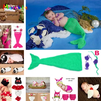 

Lovely Angel Wings Crochet Baby Photography Props Infant Baby Knitted Costume Newborn Photo Outfit 1set MZS-14018