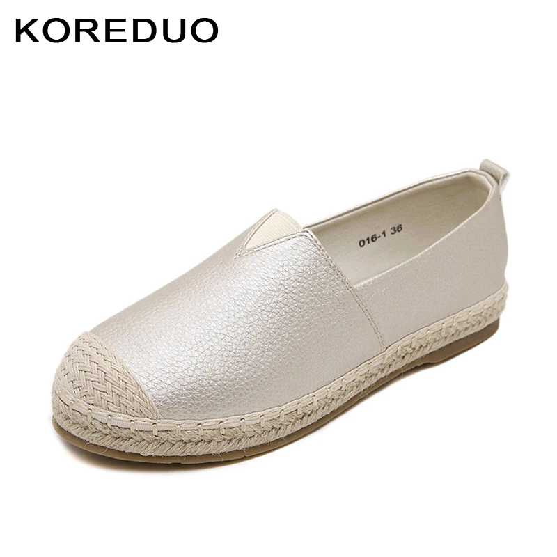 

KOREDUO spring women loafers cane hemp straw fisherman flat heels shoes espadrilles woman lazy flat zapatos mujer size 33-43 msw
