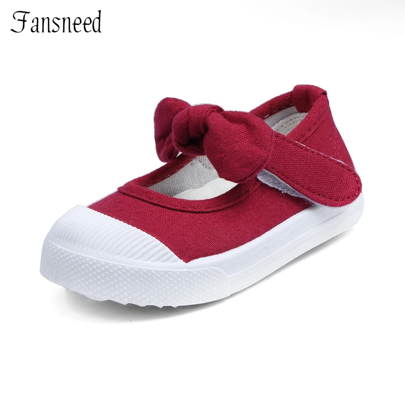 

Spring and Autumn new 2019 canvas bow-tie children cute shoes girls princess shoes