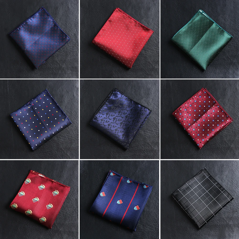

Embroidery Chest Towel For Men Paisley Silk Satin Polka Dot Striped Printed Handkerchief Pocket Square For Suit Business Party