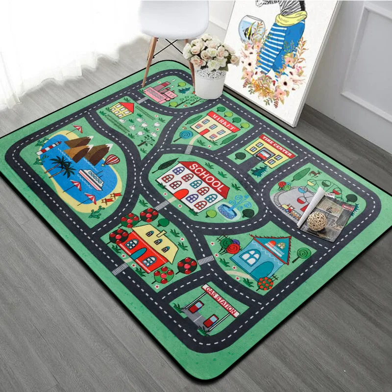 

Baby Playing Crawling Mat Floor Mat for Children Bedroom Kids Play Mat Kids' Rug With Roads City Street Map Carpet for Boys Pad