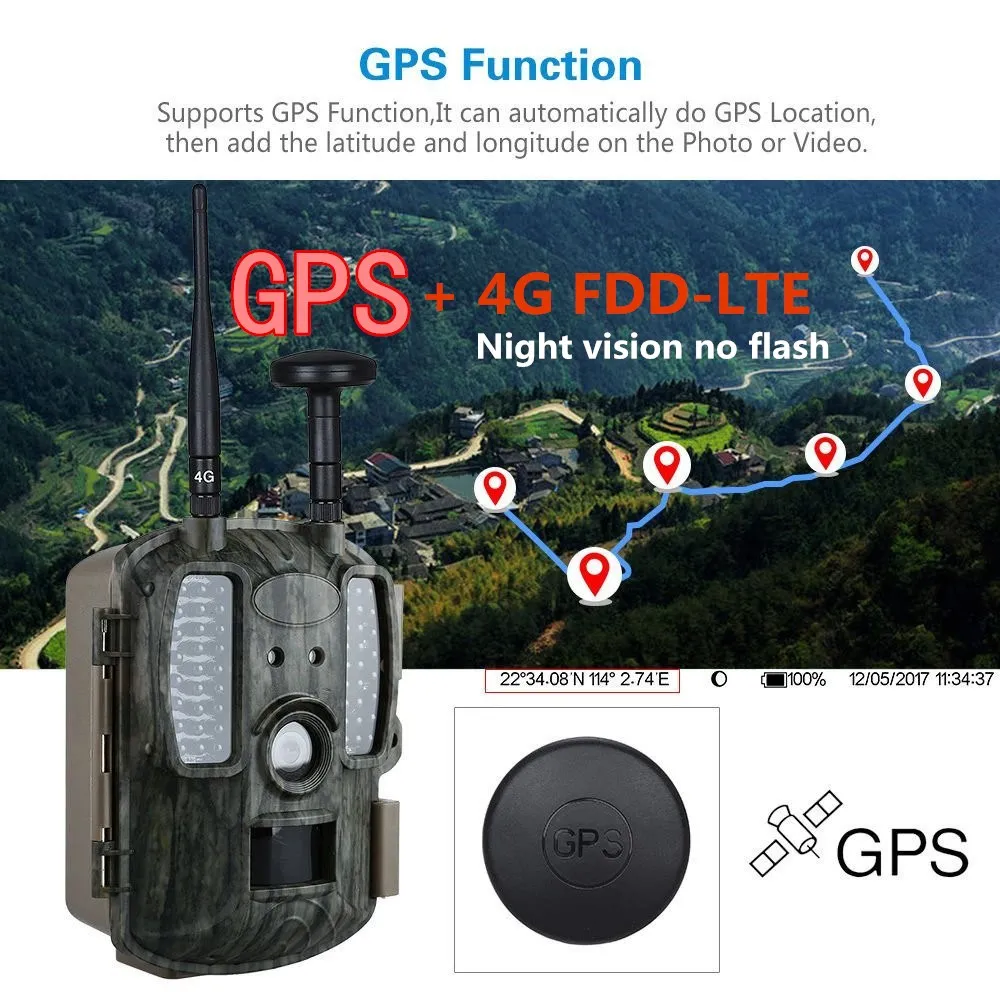 Trail Camera 4G Scout Guard Photo traps GPS Timelapse Hunter 0. 4S Быстрый триггер для обнаружения движения Foto